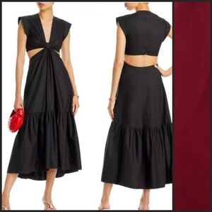 NEW! JASON WU Burgandy Cut Out Midi Dress Large.